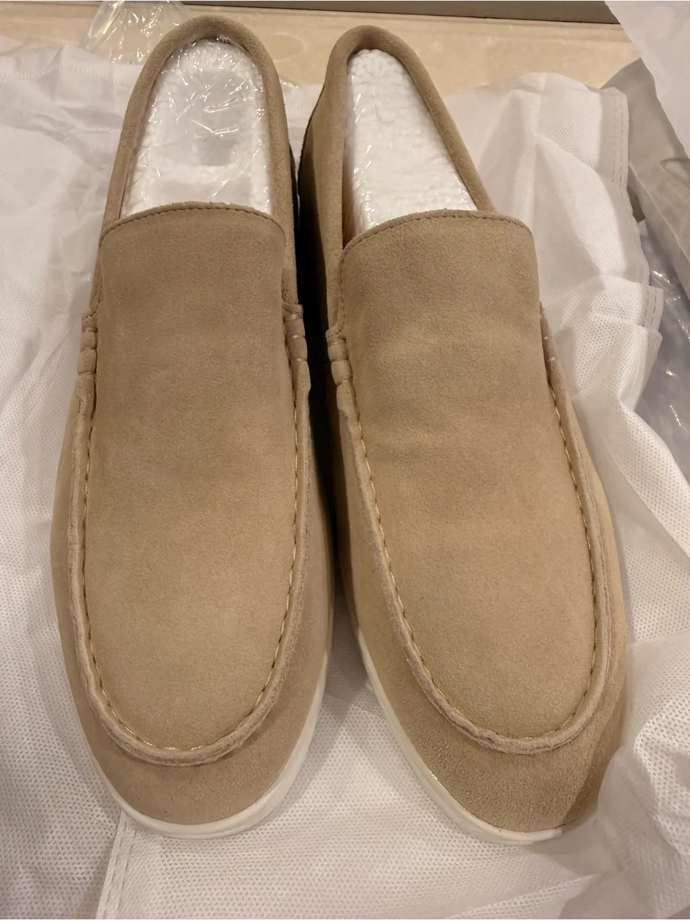 Men's Suede Slip-On Loafers in Tan